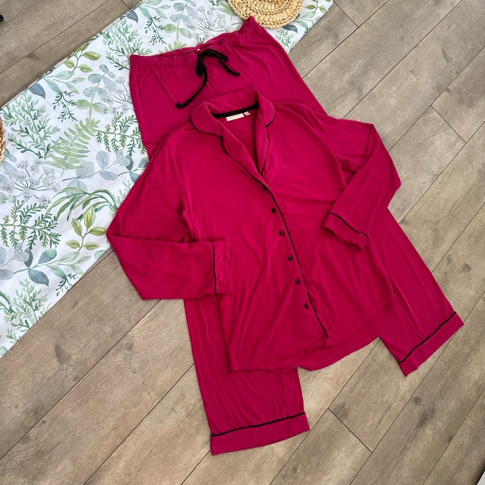 Vintage Nordstrom Women’s Pink Button Down Pajama Set Long Sleeve Size XS SOFT - Picture 12 of 13